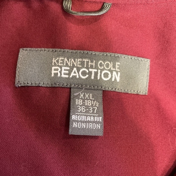 Kenneth Cole 100% cotton Burgundy Button Down Long Sleeve Shirt XXL - Picture 3 of 3